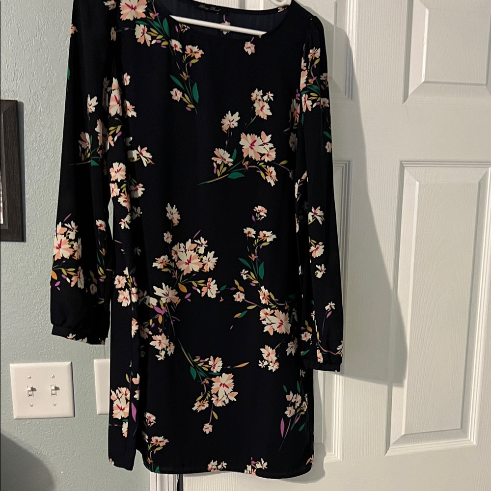 Honey Punch Black Floral Long Sleeve Dress
